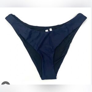 NWT J Crew Curved Waist Cheeky Bikini Bottom Navy Blue - L